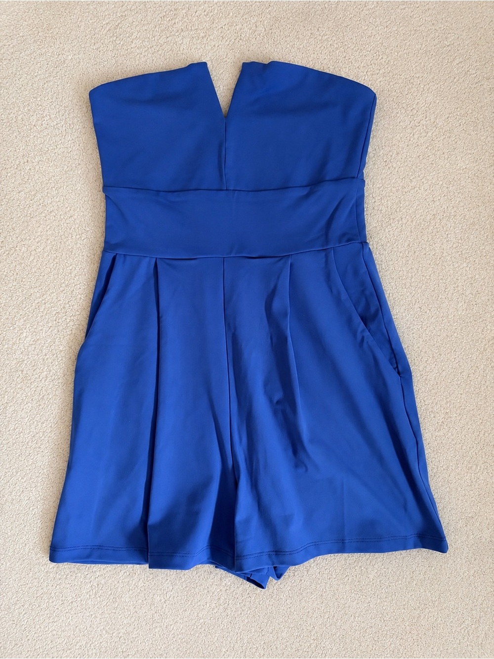 NWOT Susana Monaco Cobalt Blue Strapless Romper with Pockets Size XS